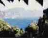 A panoramic view to the sea and surrounding mountains from the veranda